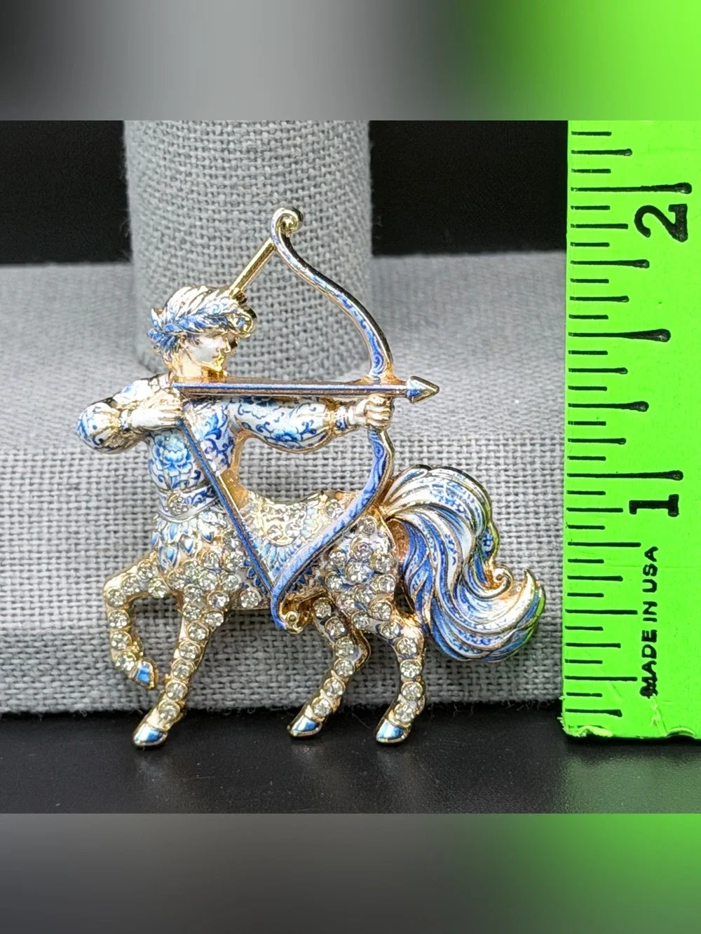 Sagittarius Centaur Brooch Blue & White